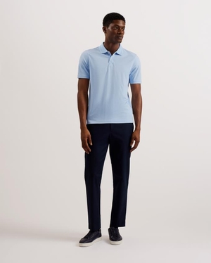 Polo Ted Baker Regular Fit With Ribbed Collar Bleu Clair Homme | CON-07767604